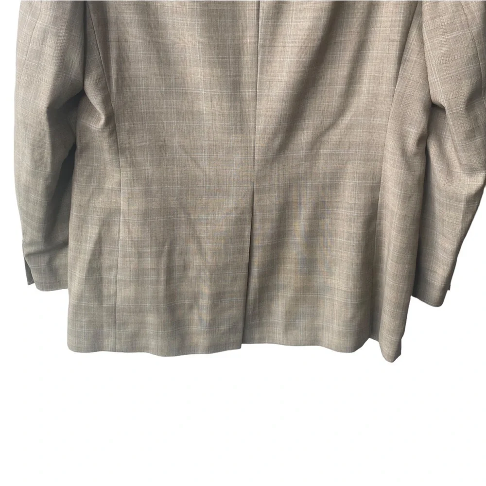 Lauren Ralph Lauren 100% Wool Executive Suit Beige Windowpane‎ Coat Size 40 R